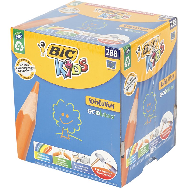 BIC Evolution Farveblyanter, L: 17,5 cm, mine 3 mm, ass. farver, 288 stk./ 1 pk.