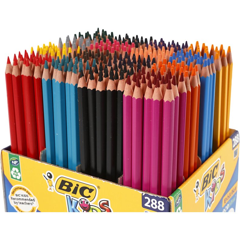 BIC Evolution Farveblyanter, L: 17,5 cm, mine 3 mm, ass. farver, 288 stk./ 1 pk.