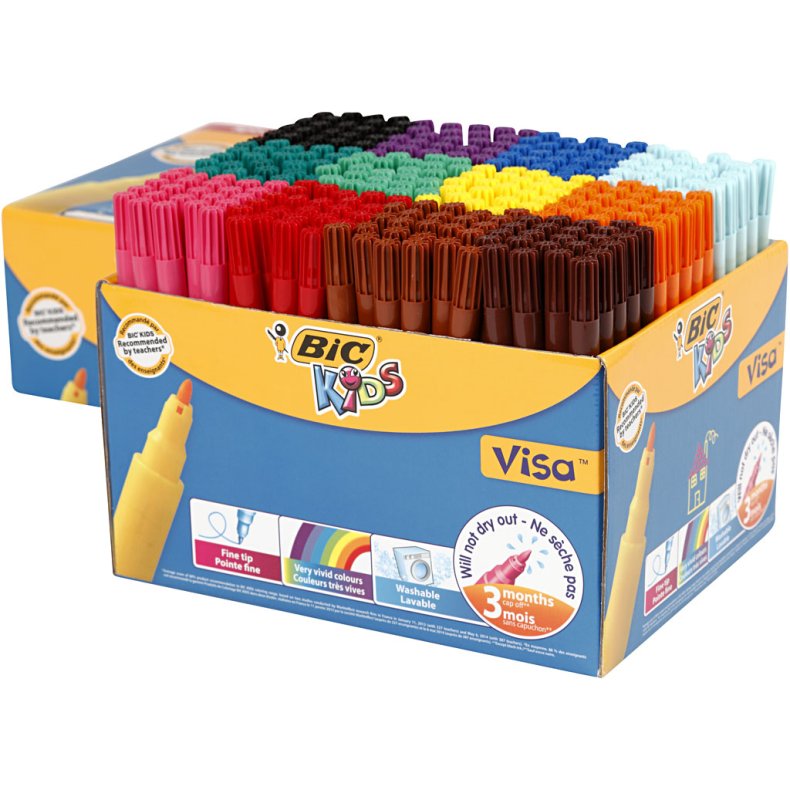 BIC Visa Fin Tusch, streg 1,6 mm, ass. farver, 12x24stk./ 1 pk.