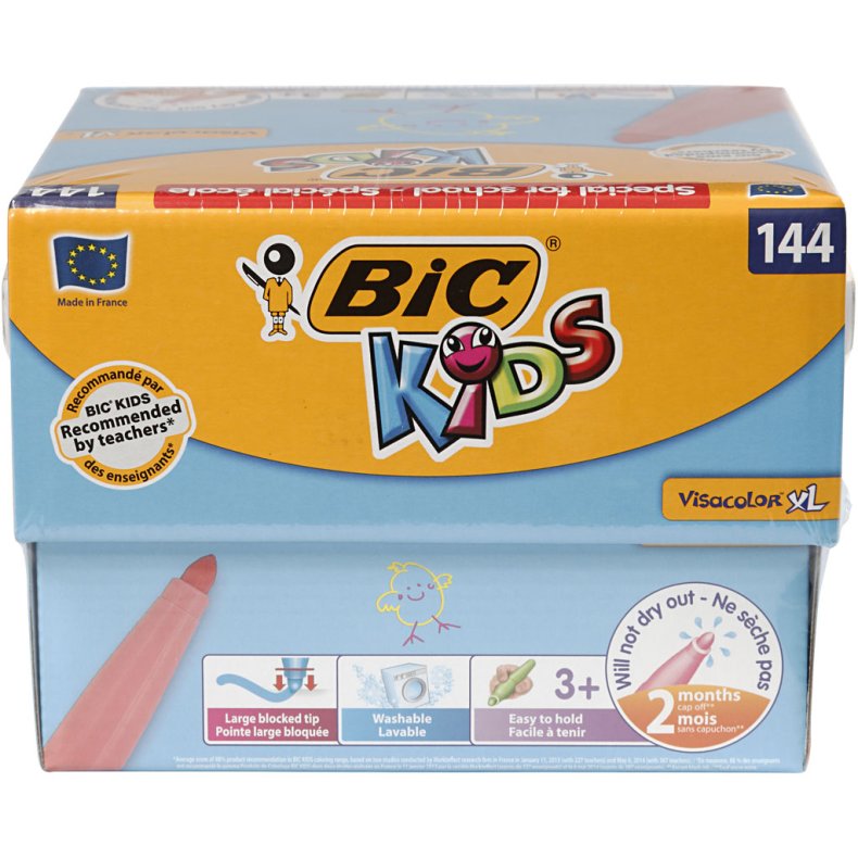 BIC Visa Color Tusch, streg 3 mm, ass. farver, 12x12 stk./ 1 pk.