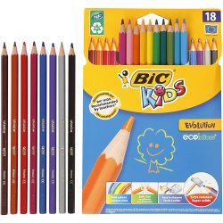 BIC Evolution Farveblyanter, Sekskantede, L: 17,5 cm, mine 3 mm, ass. farver, 18 stk./ 1 pk.