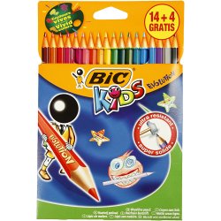 BIC Evolution Farveblyanter, Sekskantede, L: 17,5 cm, mine 3 mm, ass. farver, 18 stk./ 1 pk.
