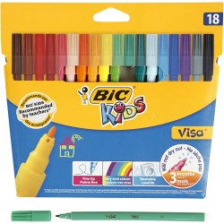 BIC Visa Fin Tusch, streg 1,6 mm, ass. farver, 18 stk./ 1 pk.