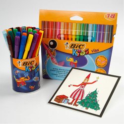 BIC Visa Fin Tusch, streg 1,6 mm, ass. farver, 18 stk./ 1 pk.