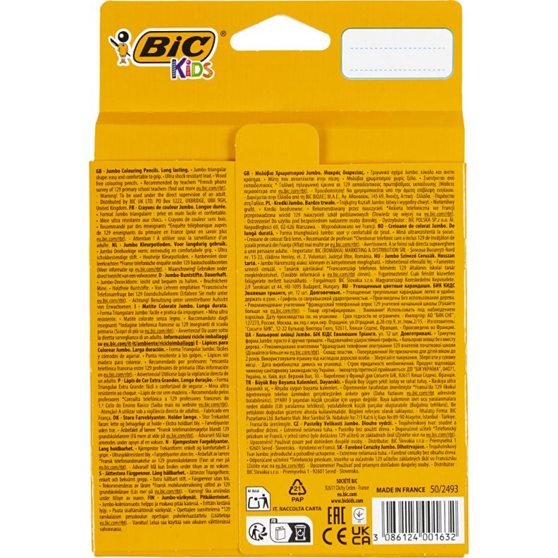 BIC Evolution Triangle Farveblyanter, L: 14 cm, mine 5 mm, ass. farver, 12 stk./ 1 pk.