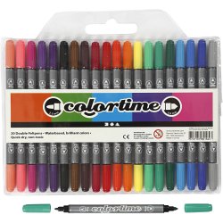 Colortime Dobbelttusch, streg 2,3+3,6 mm, standardfarver, 20 stk./ 1 pk.