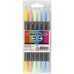 Colortime Dobbelttusch, streg 2,3+3,6 mm, pastelfarver, 6 stk./ 1 pk.