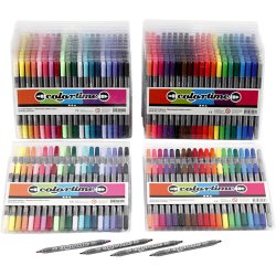 Colortime Dobbelttusch, streg 2,3+3,6 mm, standardfarver, suppleringsfarver, 24 pk./ 1 pk.