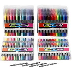 Colortime Dobbelttusch, streg 2,3+3,6 mm, standardfarver, suppleringsfarver, 24 pk./ 1 pk.