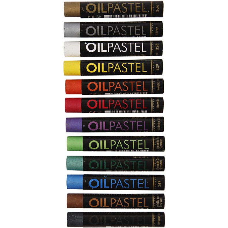 Gallery Oliepastel, L: 7 cm, tykkelse 11 mm, metallicfarver, 12 stk./ 1 pk.