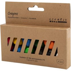 Farvekridt, B&oslash;nner, L: 25 mm, tykkelse 15 mm, ass. farver, 12 stk./ 1 pk.