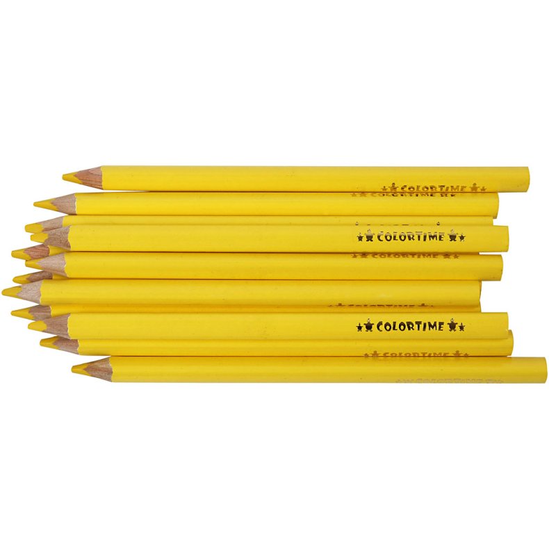 Colortime Farveblyanter, L: 17,45 cm, mine 5 mm, JUMBO, gul, 12 stk./ 1 pk.