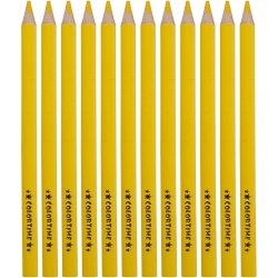 Colortime Farveblyanter, L: 17,45 cm, mine 5 mm, JUMBO, gul, 12 stk./ 1 pk.