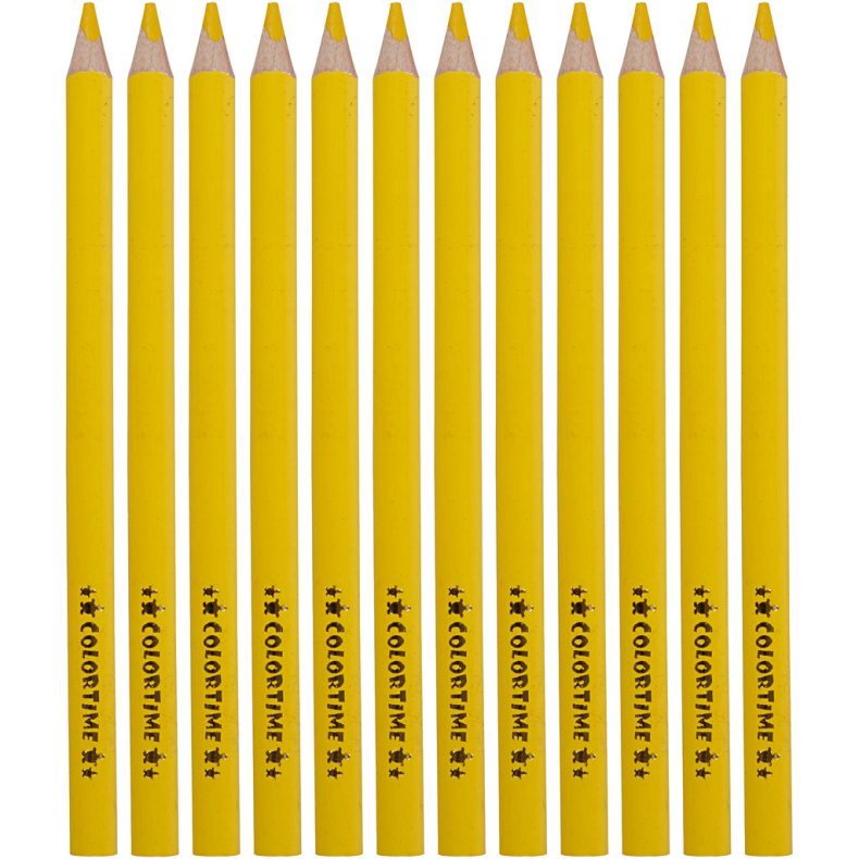 Colortime Farveblyanter, L: 17,45 cm, mine 5 mm, JUMBO, gul, 12 stk./ 1 pk.