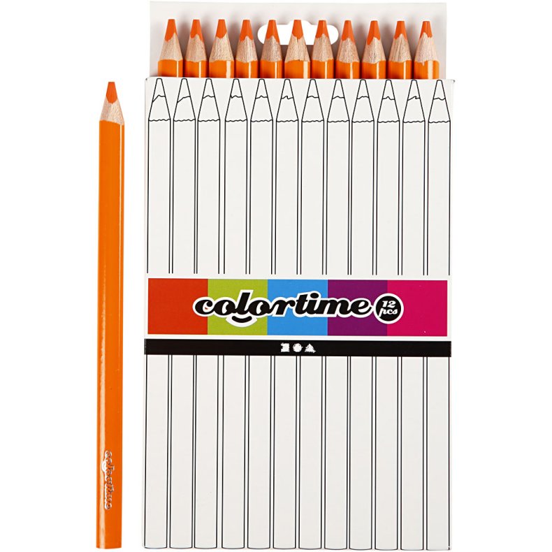 Colortime Farveblyanter, L: 17,45 cm, mine 5 mm, JUMBO, orange, 12stk./ 1 pk.