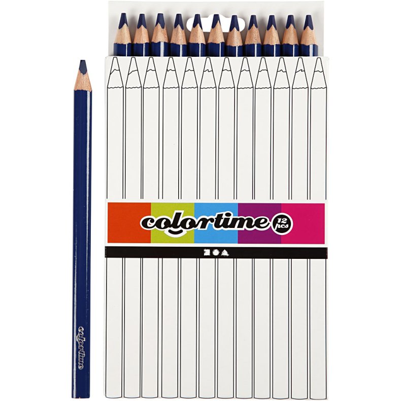 Colortime Farveblyanter, L: 17,45 cm, mine 5 mm, JUMBO, m&oslash;rk bl&aring;, 12 stk./ 1 pk.