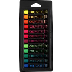 Gallery Oliepastel, L: 7 cm, tykkelse 11 mm, neonfarver, 12 stk./ 1 pk.