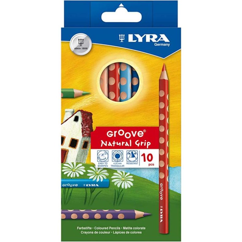 Groove Farveblyant, L: 18 cm, mine 4.25 mm, ass. farver, 10 stk./ 1 pk.