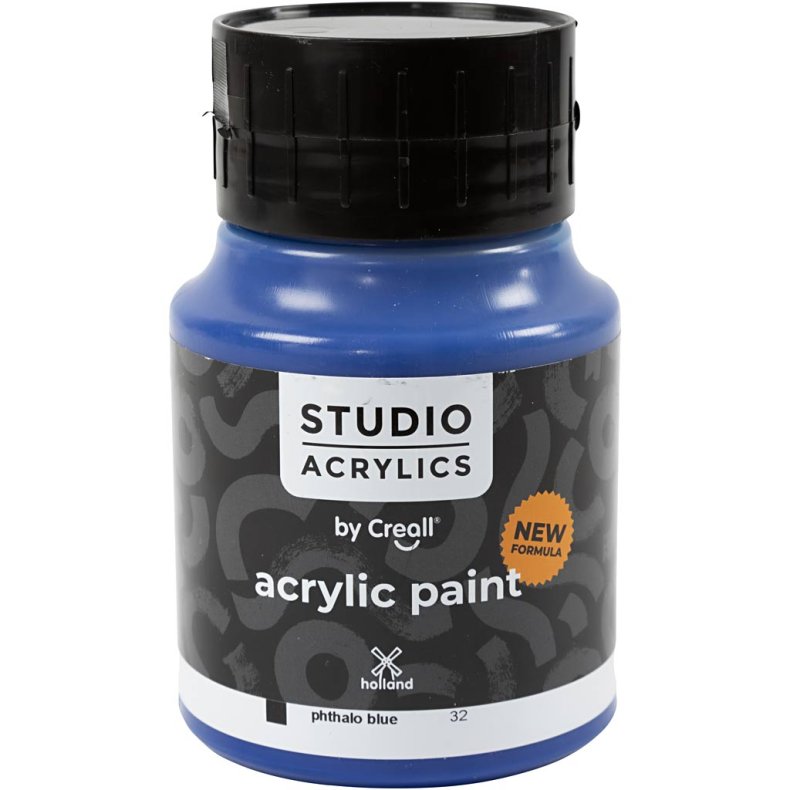 Creall Studio Akrylmaling, d&aelig;kkende, phtalo blue (32), 500 ml/ 1 fl.