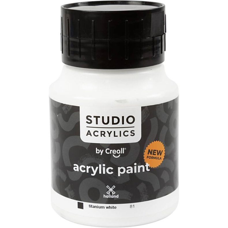 Creall Studio Akrylmaling, d&aelig;kkende, white (81), 500ml/ 1 fl.