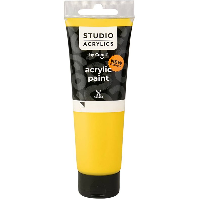 Creall Studio Akrylmaling, halvd&aelig;kkende, primary yellow (06), 120ml/ 1 fl.