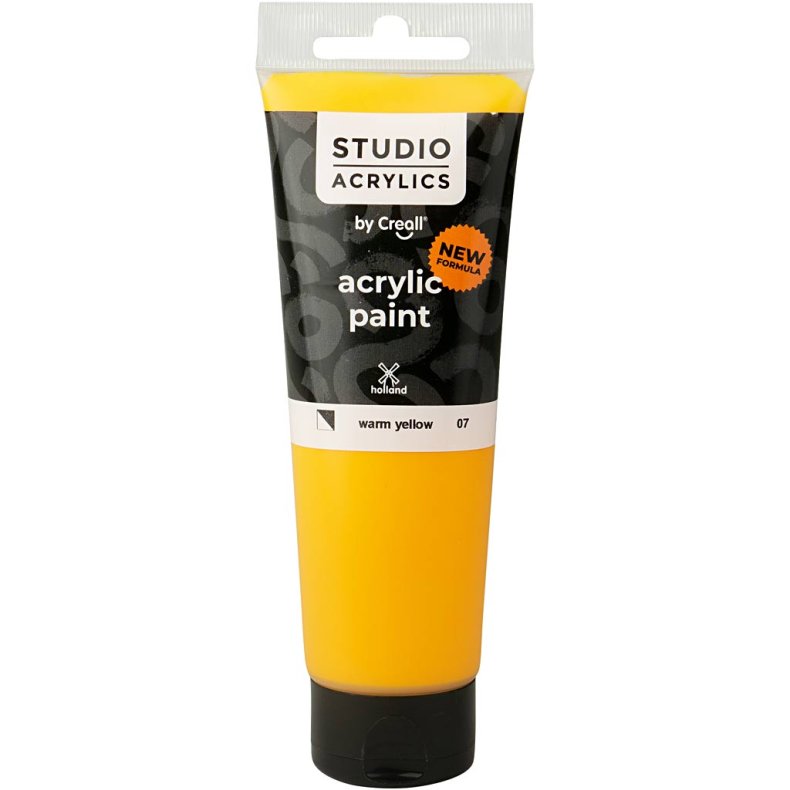 Creall Studio Akrylmaling, halvd&aelig;kkende, warm yellow (07), 120ml/ 1 fl.