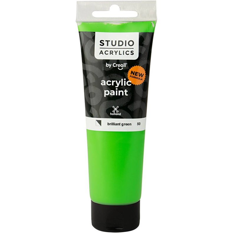 Creall Studio Akrylmaling, halvd&aelig;kkende, brilliant green (50), 120ml/ 1 fl.