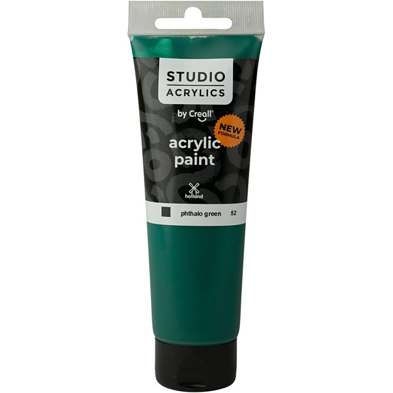 Creall Studio Akrylmaling, d&aelig;kkende, phtalo green (52), 120ml/ 1 fl.