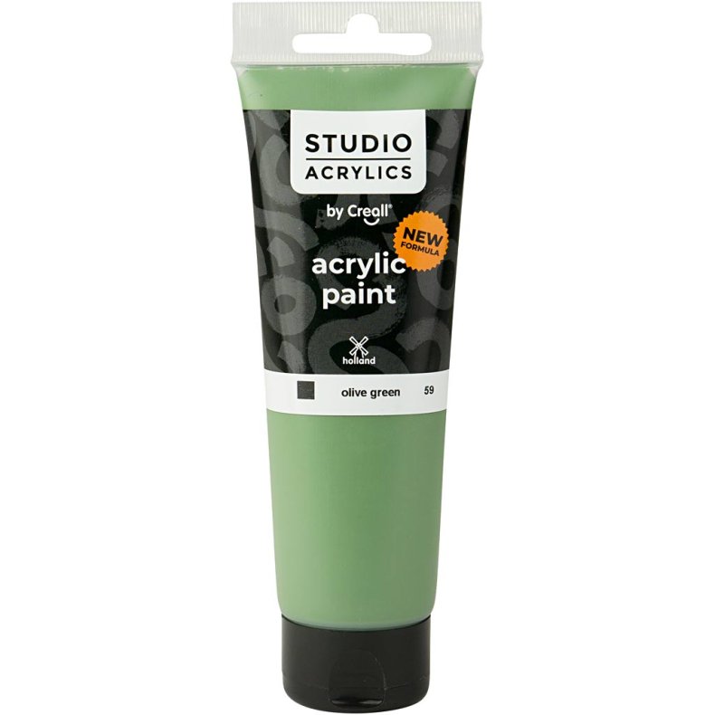 Creall Studio Akrylmaling, d&aelig;kkende, olive green (59), 120ml/ 1 fl.