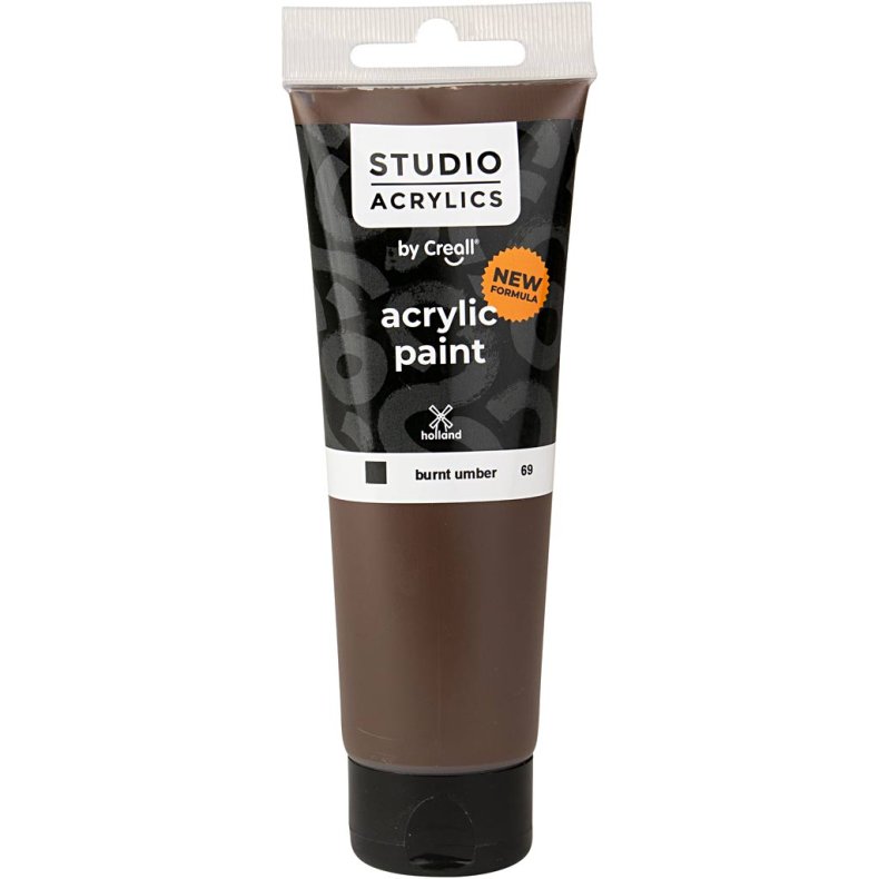 Creall Studio Akrylmaling, d&aelig;kkende, burnt umber (69), 120ml/ 1 fl.