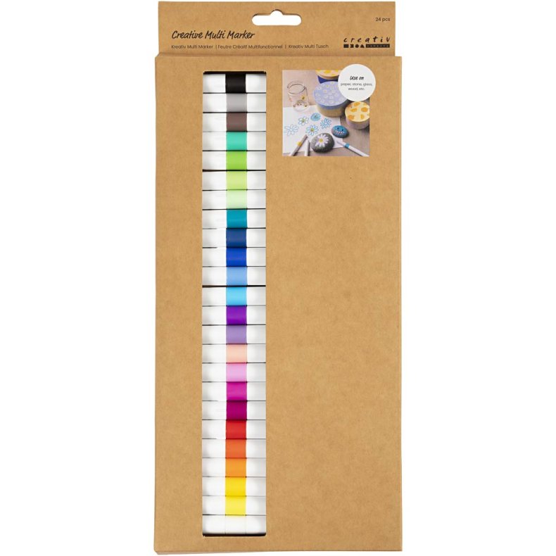 Kreativ Multi Tusch, streg 4 mm, ass. farver, 24 stk./ 1 pk.