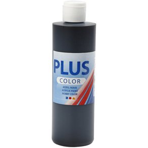 Plus Color Hobbymaling, sort, 250 ml/ 1 fl.