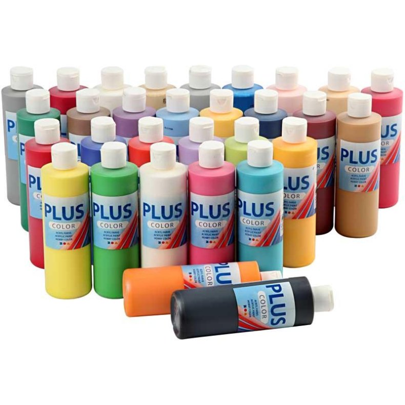 Plus Color Hobbymaling, ass. farver, 30x250 ml/ 1 pk.