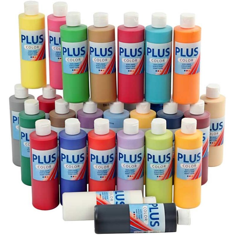 Plus Color Hobbymaling, ass. farver, 30x250 ml/ 1 pk.