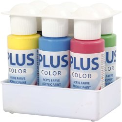 Plus Color Hobbymaling, prim&aelig;rfarver, 6x60 ml/ 1 pk.