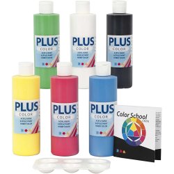 Plus Color Hobbymaling, prim&aelig;rfarver, 6x250 ml/ 1 pk.