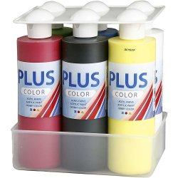 Plus Color Hobbymaling, prim&aelig;rfarver, 6x250 ml/ 1 pk.