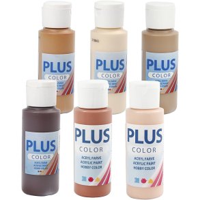 Plus Color Hobbymaling, ass. farver, 6x60 ml/ 1 pk.