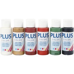 Plus Color Hobbymaling, julefarver, 6x60 ml/ 1 pk.