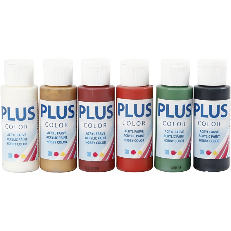 Plus Color Hobbymaling, julefarver, 6x60 ml/ 1 pk.