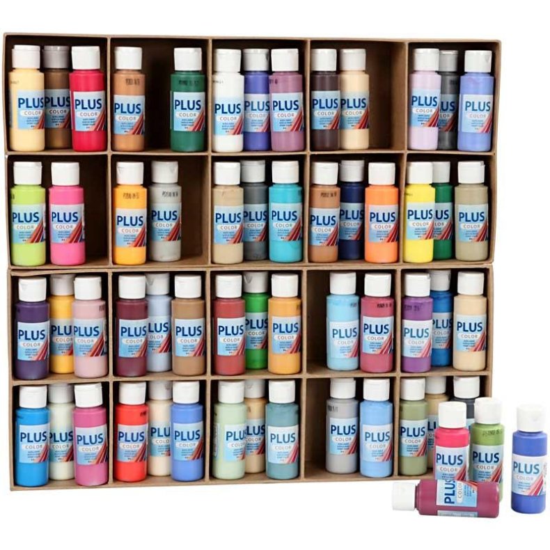 Plus Color Hobbymaling, ass. farver, 60x60 ml/ 1 pk.