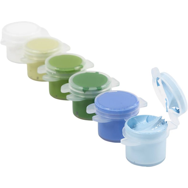 Plus Color Hobbymaling, bl&aring;/gr&oslash;n harmoni, 6x5 ml/ 1 pk.