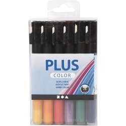 Plus Color Tusch, L: 14,5 cm, streg 1-2 mm, ass. farver, 5,5 ml, 18 stk./ 1 pk.