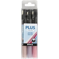 Plus Color Tusch, L: 14,5 cm, streg 1-2 mm, fuchsia, st&oslash;vet rosa, dark lilac, 5,5 ml, 3 stk./ 1 pk.