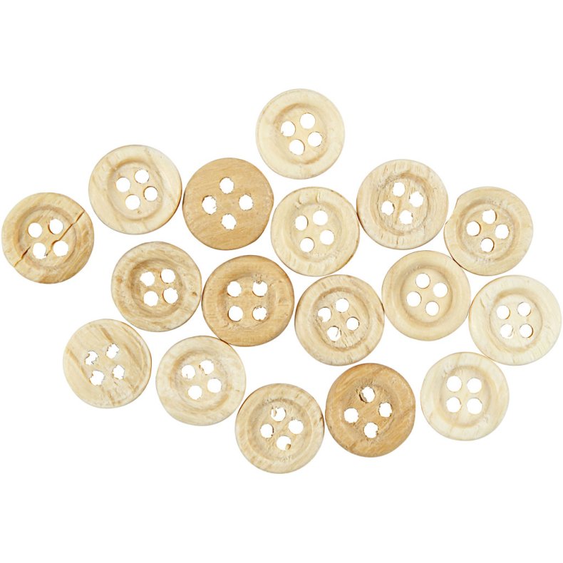 Tr&aelig;knapper, diam. 8 mm, 2 huller, 50 stk./ 1 pk.