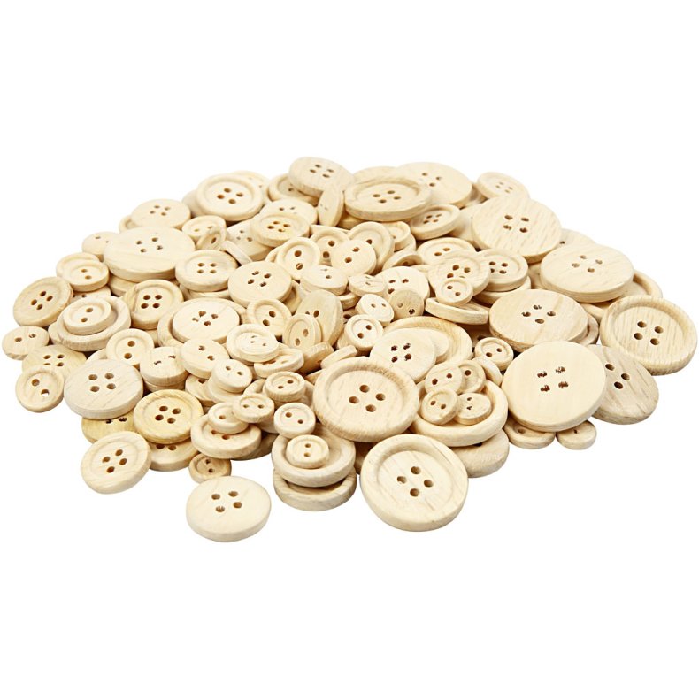 Tr&aelig;knapper, diam. 8+11+15+18+23 mm, 440 stk./ 1 pk.