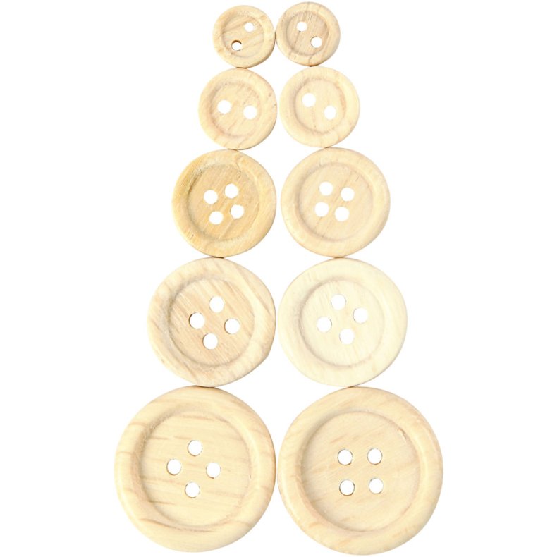 Tr&aelig;knapper, diam. 8+11+15+18+23 mm, 440 stk./ 1 pk.