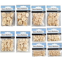 Tr&aelig;knapper, diam. 8+11+15+18+23 mm, 440 stk./ 1 pk.