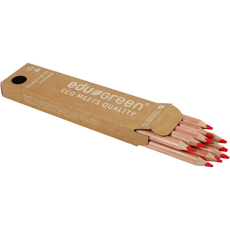 Edugreen Kraftige Farveblyanter, mine 5 mm, r&oslash;d, 10 stk./ 1 pk.