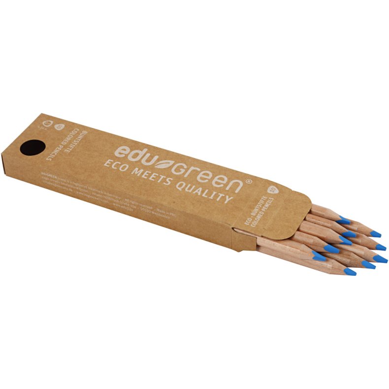 Edugreen Kraftige Farveblyanter, mine 5 mm, lysebl&aring;, 10 stk./ 1 pk.